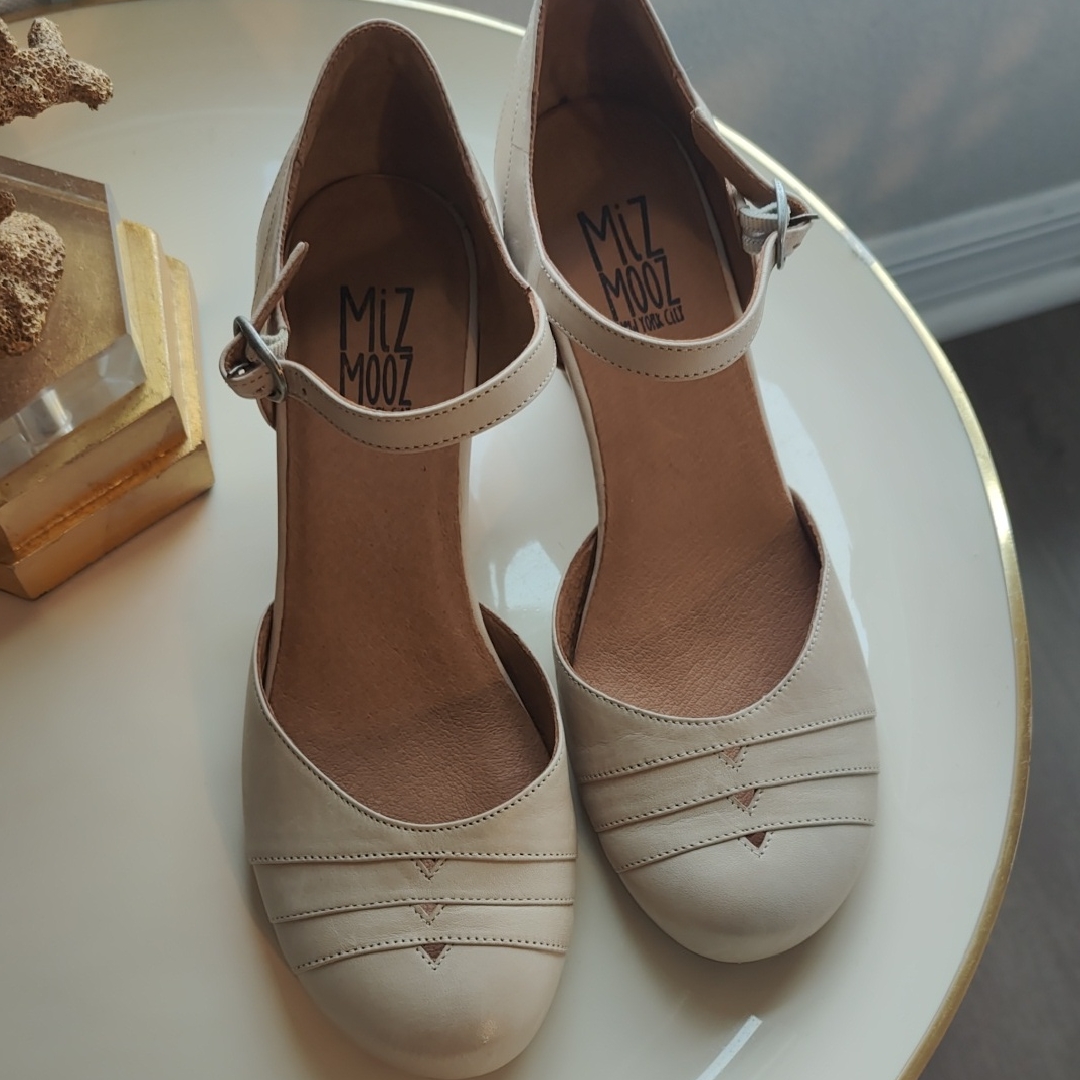 Miz Mooz Beige Leather Mary Jane Heels